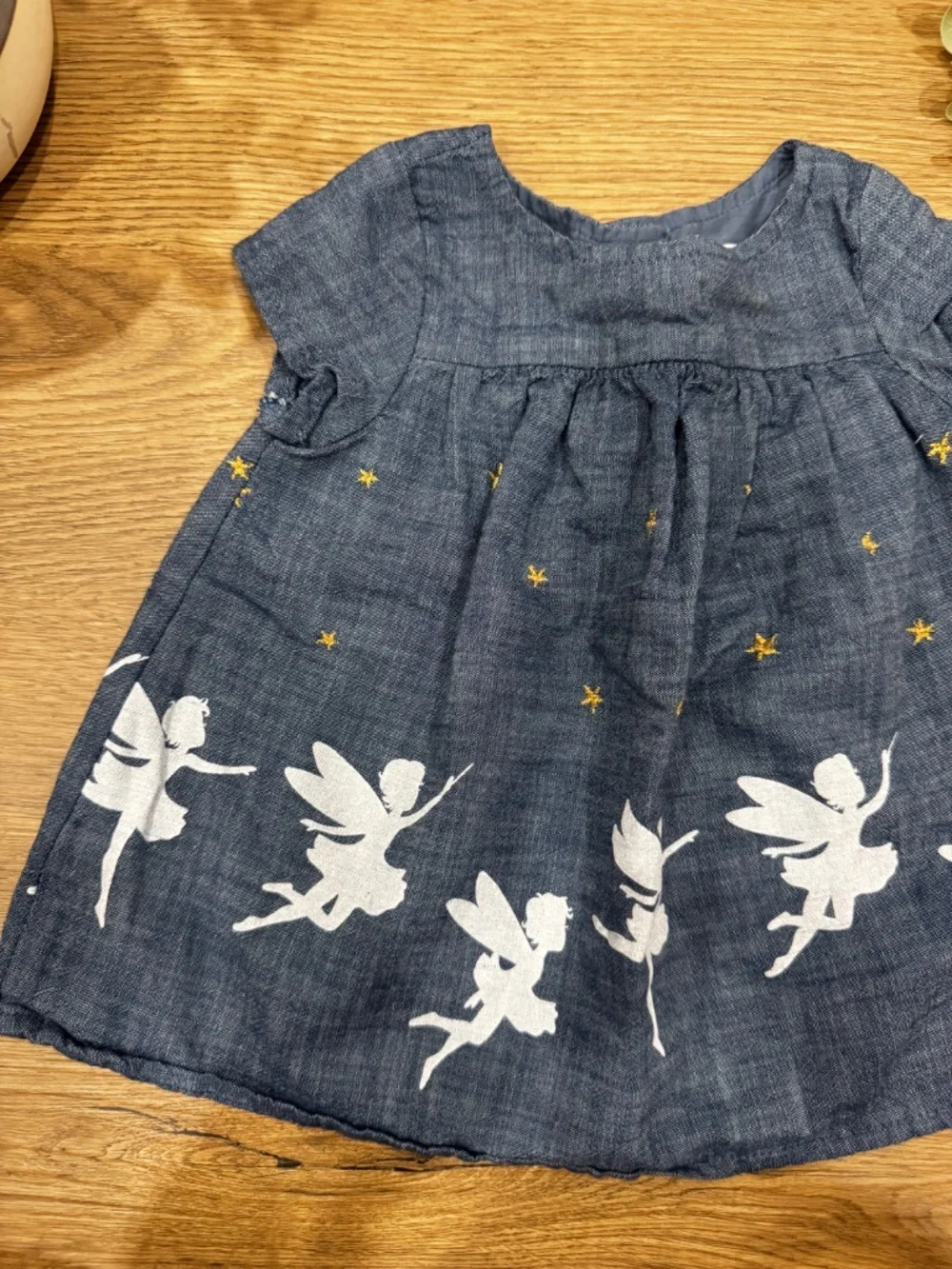 Baby GAP Girls 0-3M Chambray Fairy Print Dress Blue